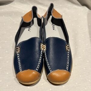 VenusCelia Women's Comfort Walking on Air Flat Leather Loafers Shoes S40 (8.5-9)